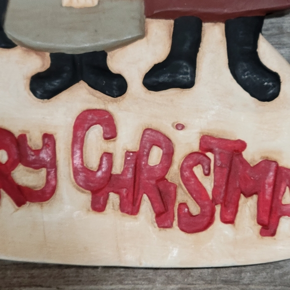 Vintage hand carved Wood hanging  plaque of Christmas Carolers HTC - Picture 13 of 16
